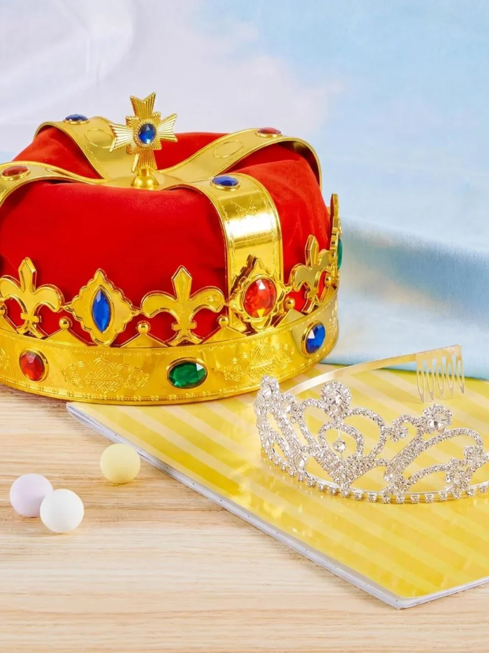 2 Pack Royal Crowns, Halloween Party Costume Accessories, King's and Queen's Cro